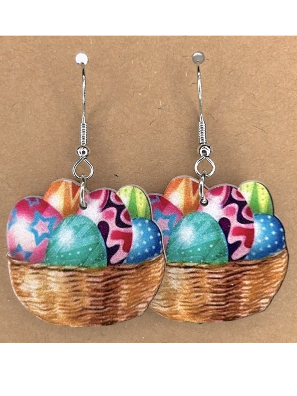 Easter Egg Basket Earrings Acrylic Cartoon Fashion Jewelry
